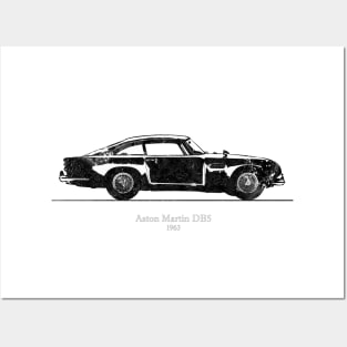 Aston Martin DB5 1963 Watercolor Illustration - pb Posters and Art